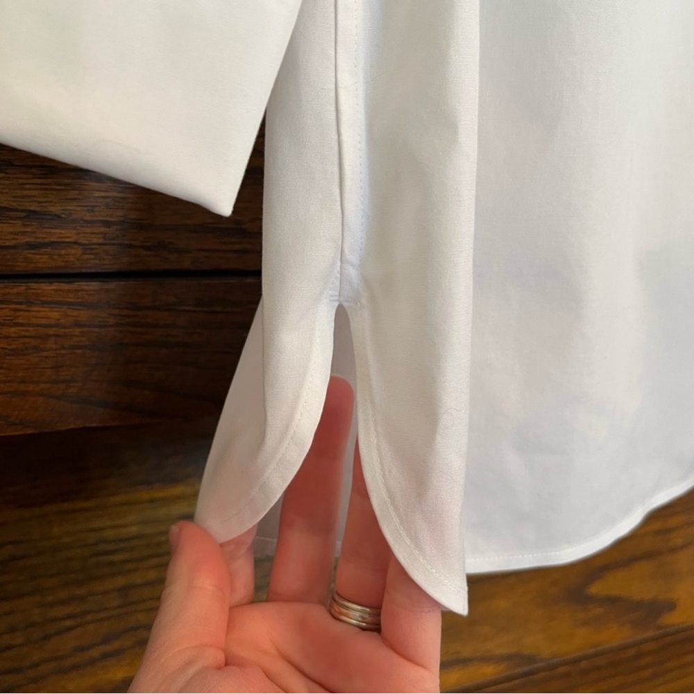 Talbots No Iron White Sparkle Button Popover Tunic, 12 - Picture 6 of 8
